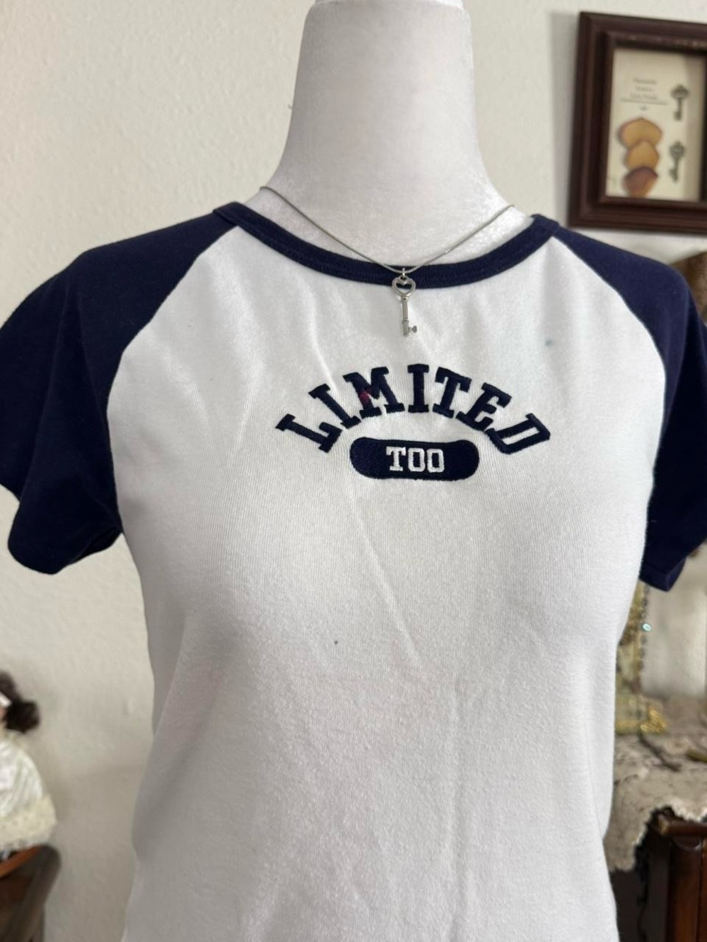 Y2k girly grunge Limited Too navy & white ringer style baby tee - Picture 6 of 6